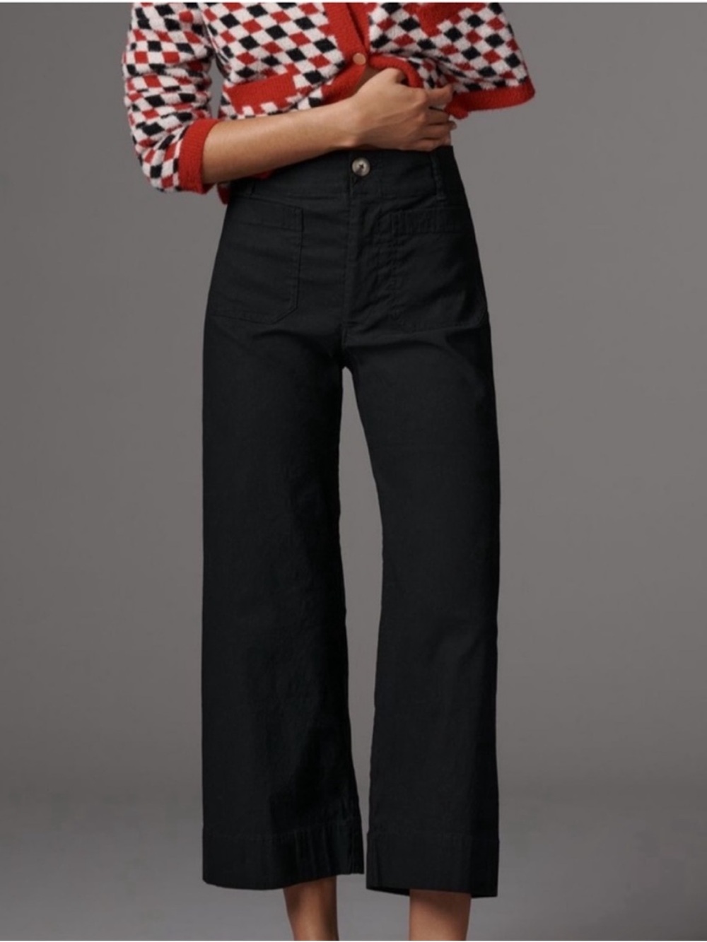 Anthropologie Maeve The Collette Black Wide-Leg Crop Pants 33